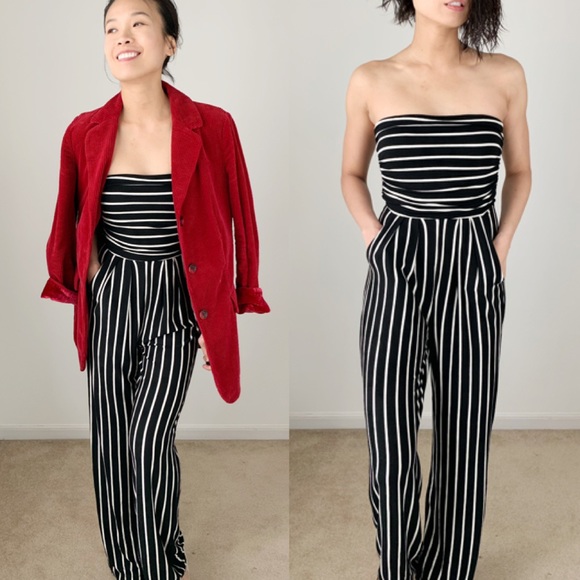 CHICBOMB Pants - LAST 2!  STRIPED Pocketed Tube JUMPSUIT